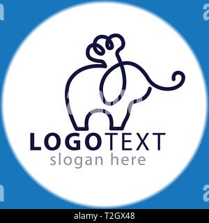 Chef hat and elephant line logo icon vector template Stock Vector
