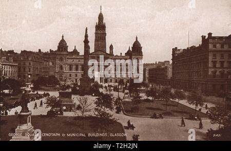 George Square, Cenotaph & Municipal Buildings, Glasgow Stock Photo