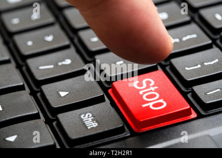 Stop button on keyboard, selective focus , concept word Stock Photo