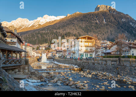Aviso River through Moena in Italy, Europe Stock Photo