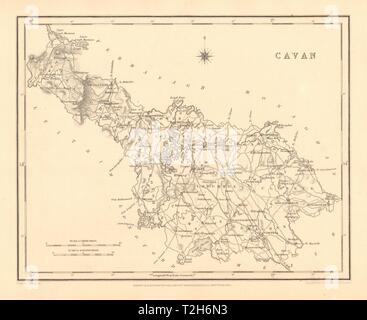 Antique county map Ireland COUNTY CAVAN BARTHOLOMEW 1882 old Ulster