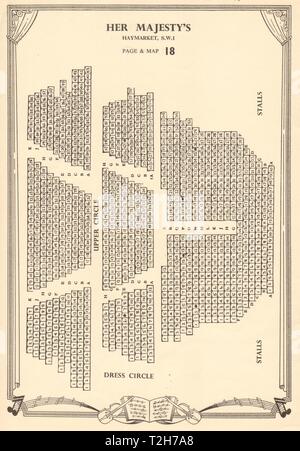 HIS MAJESTY'S THEATRE vintage seating plan. London West End. Her ...