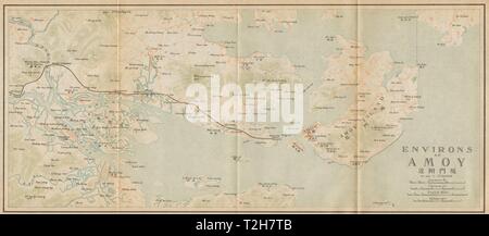 'Environs of Amoy'. Xiamen antique town city plan. China 1915 old map Stock Photo