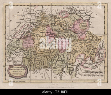 Switzerland with its Subjects & Allies from the best authorities BARLOW 1807 map Stock Photo