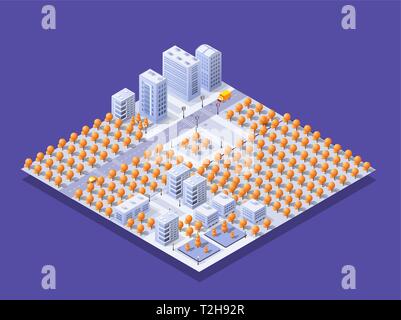 Isometric 3d Trees Forest Nature Elements Background For Landscape Design. Vector Illustration Isolated. Icons For City Maps, Games And Your Town Stock Vector