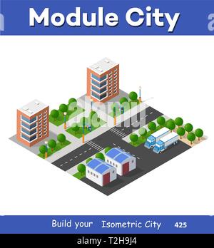 Set of isometric modern white skyscrapers with blue windows Stock ...
