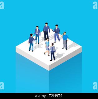 Isometric people urban business environment, businessman and woman, set of objects. Stock Vector