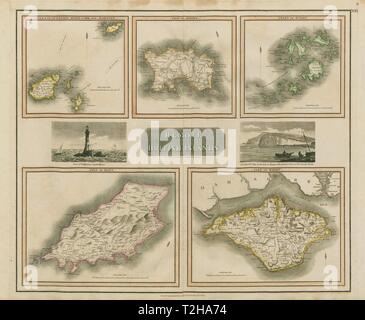 'Remote British Islands' Channel & Scilly Isles of Man & Wight. THOMSON 1817 map Stock Photo