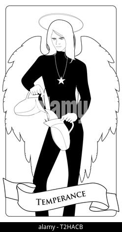 Temperance tarot card drawing, vintage illustration vector Stock Vector ...