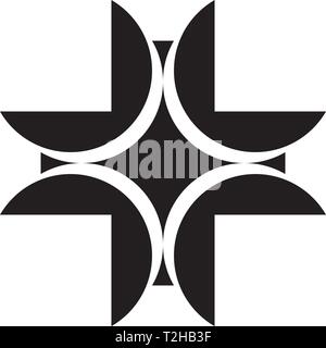 Arabesque pseudo malta cross shield illusion on transparent background arabesque graphic design Stock Vector
