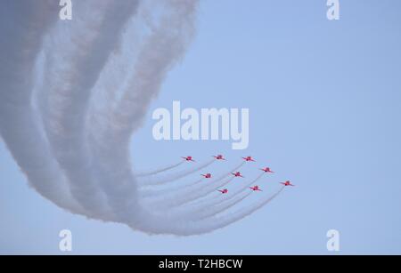 Red Arrows aerobatic display 170817 Stock Photo