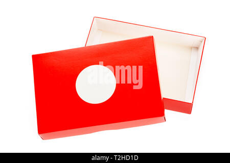 Open red shoe box isolated on white Stock Photo