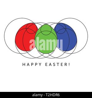 Happy Easter Modern Minimalist RGB Easter Egg Greeting Design for Designers Stock Vector