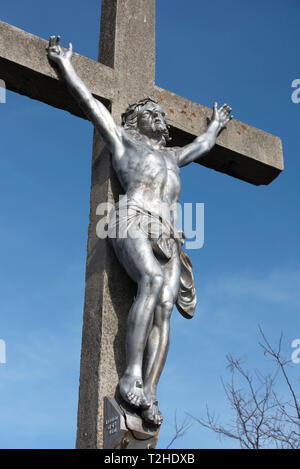 Christ on the Cross, depiction of crucifixion in Puy-Saint-Martin (south-eastern France) Stock Photo