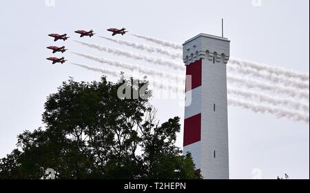 Red Arrows aerobatic display 170817 Stock Photo