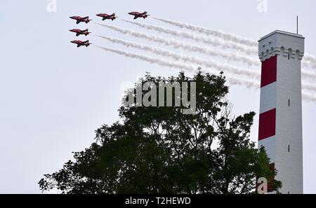 Red Arrows aerobatic display 170817 Stock Photo