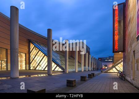 Germanic National Museum and Human Rights Road at dusk, Nuremberg, Middle Franconia, Bavaria, Germany Stock Photo