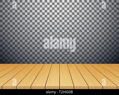 Wood table top isolated on transparent background vector Stock Vector