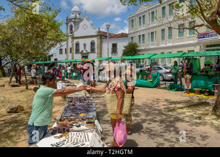 Olinda, Brazil - 27 January 2019: people selling at the market of Olinda on Brazil Stock Photo