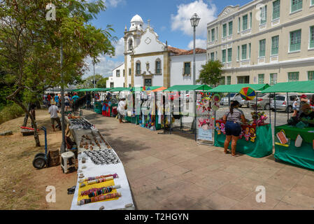 Olinda, Brazil - 27 January 2019: people selling at the market of Olinda on Brazil Stock Photo