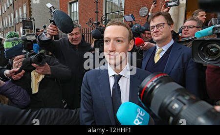 Facebook CEO Mark Zuckerberg leaving The Merrion Hotel in Dublin after a meeting with politicians to discuss regulation of social media and harmful content. Stock Photo