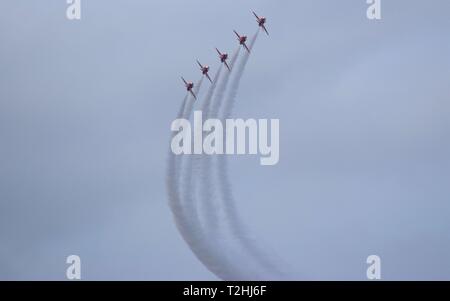 Red Arrows aerobatic display 170817 Stock Photo