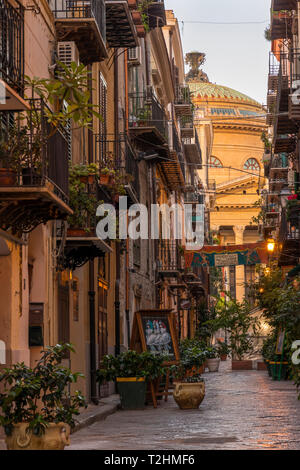 The Massimo Theatre (Teatro Massimo) seen from an alley, Palermo, Sicily, Italy, Europe Stock Photo