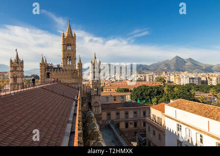 View from the rooftop of Palermo Cathedral over the city centre, Palermo, Sicily, Italy, Europe Stock Photo