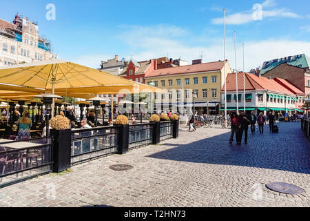 Lilla Torg or the small square in the old city, Malmo, Skane county, Sweden, Europe Stock Photo