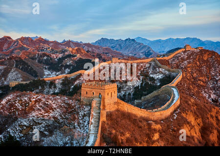 Sunlit Jinshanling and Simatai sections of the Great Wall of China, Unesco World Heritage Site, China, East Asia Stock Photo