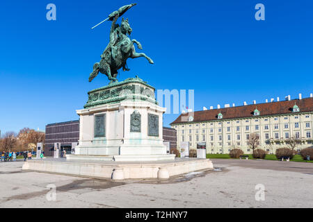 View of Erzherzog Karl - Equestrian Statue in Heldenplatz, Vienna, Austria, Europe Stock Photo