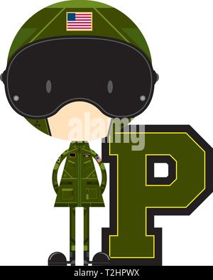 P is for Pilot Alphabet Learning Illustration Stock Vector