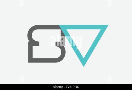 grey blue alphabet letter sv s v logo 3d design suitable for a company ...