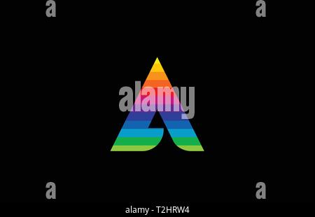 rainbow color colored colorful alphabet letter a logo design suitable for a company or business Stock Vector