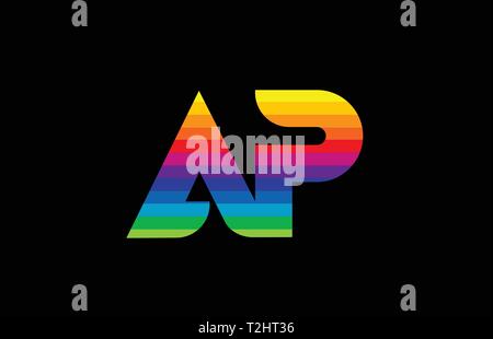 letter combination ap a p orange blue alphabet for company logo ...