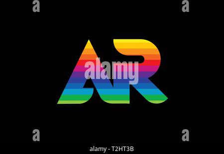 Colorful pink and blue AR a r letter design logo logotype concept with ...