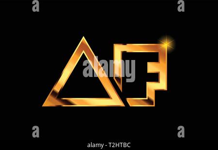 combination letter af a f gold golden alphabet logo icon design with ...