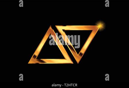 gold golden alphabet letter av a v logo icon combination design ...