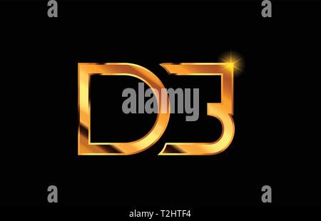 gold golden alphabet letter ds d s logo icon combination design ...