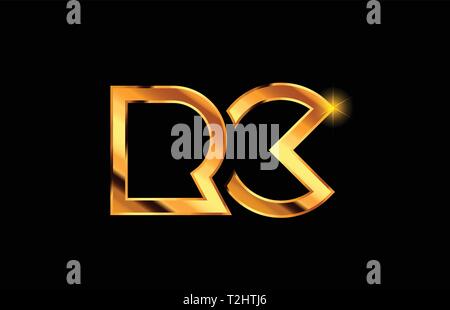 gold golden alphabet letter rc r c logo icon combination design ...