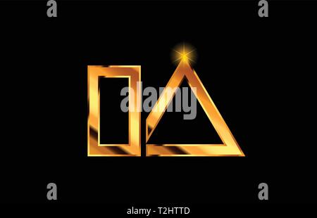 combination letter ia i a gold golden alphabet logo icon design with ...