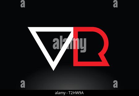 V R Red Circle Design of alphabet letter combination VR V R on black background with ...