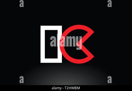 Red IC Letter Logo Design with Creative Intersected and Cutted Serif ...