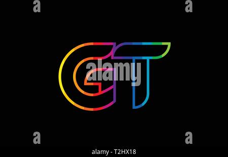 Purple Pink GT G T Letter Logo Design with Ink Watercolor Splash Spill ...