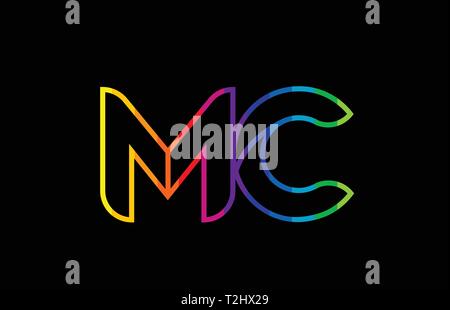 mc m c blue green alphabet combination letter logo design suitable for ...
