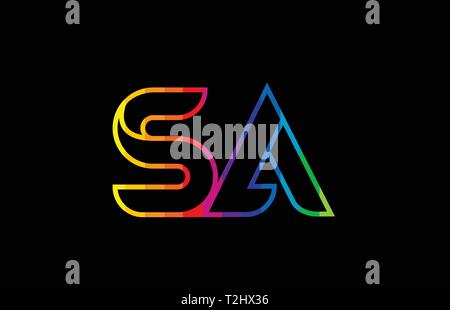 rainbow color colored colorful alphabet letter sa s a logo combination design suitable for a company or business Stock Vector