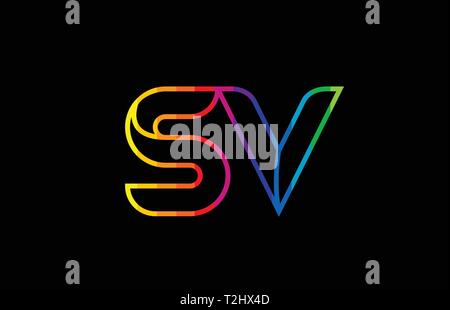 letter combination sv s v orange blue alphabet for company logo ...