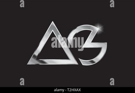 silver letter AG metal combination alphabet logo icon design with grey ...