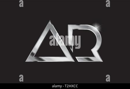 silver metal alphabet letter logo combination ar a r design suitable for a company or business Stock Vector