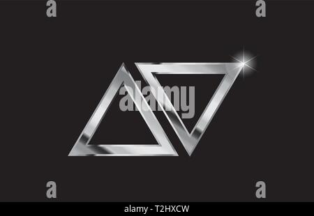 silver letter AV metal combination alphabet logo icon design with grey ...